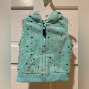 Carter’s baby girl’s hearts hooded vest. Size 9 months